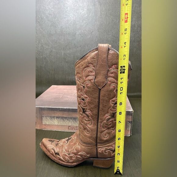 Circle H Brown Distressed Bone Dragon Embroidered Western Leather Boots Size 6.5 - Picture 9 of 14